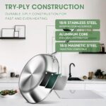 3 Ply Stainless Steel 11-Piece Cookware Set with Lids, Pots and Pans Kitchen Set, Non-Toxic, Induction, Oven, Dishwasher Safe, Professional Chef Quality - Image 7