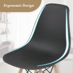 Athena Collection Dining Room Chairs Set of 2, Modern Plastic Kitchen Chairs Pre Assembled with Shell Shape and Wooden Legs, Side Seat for Dining Table, Kitchen, Black - Image 5