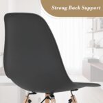 Athena Collection Dining Room Chairs Set of 2, Modern Plastic Kitchen Chairs Pre Assembled with Shell Shape and Wooden Legs, Side Seat for Dining Table, Kitchen, Black - Image 6