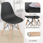 Athena Collection Dining Room Chairs Set of 2, Modern Plastic Kitchen Chairs Pre Assembled with Shell Shape and Wooden Legs, Side Seat for Dining Table, Kitchen, Black - Image 7