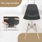 Athena Collection Dining Room Chairs Set of 2, Modern Plastic Kitchen Chairs Pre Assembled with Shell Shape and Wooden Legs, Side Seat for Dining Table, Kitchen, Black - Image 8