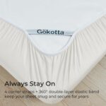GOKOTTA King Size Bed Sheets 6 Piece Set, 100% Rayon Derived from Bamboo, Cooling for Hot Sleepers-Luxury Breathable Soft Sheets, Deep Pocket 16" Fitted Sheet with Elastic Corner Straps, Cream White - Image 6