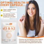 Vitamin D3 K2,D3 K2 Vitamin Supplement,Vitamin D3 and K2,D3 K2 Vitamin Supplement,Replenish Vitamin D3 K2 Coconut Oil Softgels (120) - Image 6