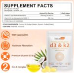 Vitamin D3 K2,D3 K2 Vitamin Supplement,Vitamin D3 and K2,D3 K2 Vitamin Supplement,Replenish Vitamin D3 K2 Coconut Oil Softgels (120) - Image 10