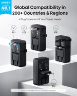 Anker Nano Travel Adapter, 5-Port Power Adapter with 1 AC, 2 USB-A, and 2 USB-C Ports, Smart Temperature Control, Compatible with Over 200 Countries, Ideal for Travel (1-Pack) - Image 3