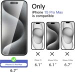 NEW'C 3x Privacy for iPhone 15 Pro Max Screen Protector (6.7 inches)+ 3x Camera Lens Protector, Sensor Protection, Case Friendly Tempered Glass Film + Dust Plug - Easy installation tool included - Image 3