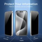 NEW'C 3x Privacy for iPhone 15 Pro Max Screen Protector (6.7 inches)+ 3x Camera Lens Protector, Sensor Protection, Case Friendly Tempered Glass Film + Dust Plug - Easy installation tool included - Image 5