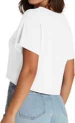 Womens Crop Tops Summer Baisc Tees V Neck T Shirts Casual Short Sleeve Cropped Top - Image 4