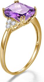 3.5ct Simulated Gemstone Ring 925 Sterling Silver 10x8mm Radiant Cut Sapphire|Emerald|Amethyst|Cubic Zirconia Ring Birthstone Rings for Mothers Valentines Thanksgiving Day Size 5-10 - Image 3