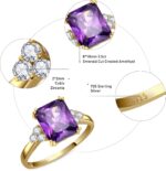 3.5ct Simulated Gemstone Ring 925 Sterling Silver 10x8mm Radiant Cut Sapphire|Emerald|Amethyst|Cubic Zirconia Ring Birthstone Rings for Mothers Valentines Thanksgiving Day Size 5-10 - Image 5