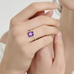 3.5ct Simulated Gemstone Ring 925 Sterling Silver 10x8mm Radiant Cut Sapphire|Emerald|Amethyst|Cubic Zirconia Ring Birthstone Rings for Mothers Valentines Thanksgiving Day Size 5-10 - Image 6