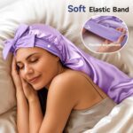 Umisleep 22 Momme Mulberry Silk Bonnet for Sleeping Women, Untangled Hair Care Bonnet, Extra Long for Curls & Braids - Lays Flat for Styling, Double Layer Hair Wrap with Soft Adjustable Tie, Lavender - Image 6