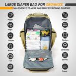 SHARKMOUTH Military Diaper Bag for Dad - Insulated Baby Diaper Backpack with Patches for Hiking Travel Camping - Baby Shower Gifts Tan - Image 3