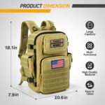 SHARKMOUTH Military Diaper Bag for Dad - Insulated Baby Diaper Backpack with Patches for Hiking Travel Camping - Baby Shower Gifts Tan - Image 7