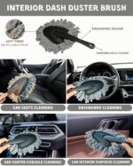 18Pcs Professional Car Interior Detailing Kit All-in-One Cleaning Tools for Windows, Dashboard, Vents, Windshield Cleaner Brush, Magic Sponge, Chamois Cloth, Detailing Brushes & Accessories - Image 3