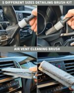 18Pcs Professional Car Interior Detailing Kit All-in-One Cleaning Tools for Windows, Dashboard, Vents, Windshield Cleaner Brush, Magic Sponge, Chamois Cloth, Detailing Brushes & Accessories - Image 8