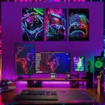 Game Room Decor Posters Set of 3 - Neon Gaming Accessories Theme Canvas Wall Art, Gamer Console Paintings Picture Wall Decor for Children Youth Boys Bedroom 12x16 inch Unframed - Image 3