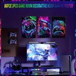 Game Room Decor Posters Set of 3 - Neon Gaming Accessories Theme Canvas Wall Art, Gamer Console Paintings Picture Wall Decor for Children Youth Boys Bedroom 12x16 inch Unframed - Image 4