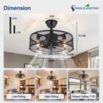 DLLT Caged Ceiling Fan with Light: 20" Farmhouse Fandelier with Light and Remote - Black Rustic Chandelier with Fan for Bedroon Kitchen Living Dining Room - Image 6