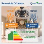 DLLT Caged Ceiling Fan with Light: 20" Farmhouse Fandelier with Light and Remote - Black Rustic Chandelier with Fan for Bedroon Kitchen Living Dining Room - Image 7