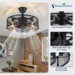 DLLT Caged Ceiling Fan with Light: 20" Farmhouse Fandelier with Light and Remote - Black Rustic Chandelier with Fan for Bedroon Kitchen Living Dining Room - Image 9