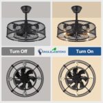 DLLT Caged Ceiling Fan with Light: 20" Farmhouse Fandelier with Light and Remote - Black Rustic Chandelier with Fan for Bedroon Kitchen Living Dining Room - Image 10