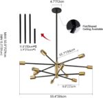 Modern Chandelier Ceiling Light Fixture Sputnik Chandeliers Gold and Black Farmhouse Chandelier Over Table 12-Light Height Adjustable Chandeliers for Dining Room, Living Room,Kitchen Island - Image 3