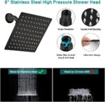 Shower Head, 8‘’ High Pressure Rainfall/Handheld Shower Combo with 11'' Extension Arm, 9 Settings, Anti-leak Shower Head with Holder, Height/Angle Adjustable, Chrome, Matte Black - Image 4