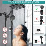 Shower Head, 8‘’ High Pressure Rainfall/Handheld Shower Combo with 11'' Extension Arm, 9 Settings, Anti-leak Shower Head with Holder, Height/Angle Adjustable, Chrome, Matte Black - Image 7