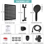 Shower Head, 8‘’ High Pressure Rainfall/Handheld Shower Combo with 11'' Extension Arm, 9 Settings, Anti-leak Shower Head with Holder, Height/Angle Adjustable, Chrome, Matte Black - Image 8