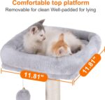 Heybly Cat Tree with Toy, Cat Tower condo for Indoor Cats, Cat House with Padded Plush Perch, Cozy Hammock and Sisal Scratching Posts, Light Gray HCT004SW - Image 6
