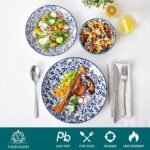 vancasso SELENE Plates and Bowls Set for 4, 12 Pieces Dinnerware Sets, Mircowave and Dishwasher Safe Dishes Set, Porcelain Blue Dinnerware - Image 5
