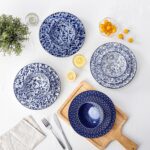 vancasso SELENE Plates and Bowls Set for 4, 12 Pieces Dinnerware Sets, Mircowave and Dishwasher Safe Dishes Set, Porcelain Blue Dinnerware - Image 9
