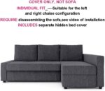 MASTERS OF COVERS Snug Fit Friheten Slipcover for The IKEA Friheten with Chaise Corner Cover, Sofa Bed Cover, Sectional Slipcover Replacement (Dark Grey) （Cover Only！Not Sofa！） - Image 3