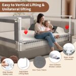 3-Pack Queen Size Bed Rail for Toddlers - Height Adjustable Baby Bed Rail Guard with Headboard Rod,Safety Bed Rails for Queen Size Bed with Child Lock（2 Sides 78.7" + 1 Side 59"） - Image 3