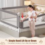 3-Pack Queen Size Bed Rail for Toddlers - Height Adjustable Baby Bed Rail Guard with Headboard Rod,Safety Bed Rails for Queen Size Bed with Child Lock（2 Sides 78.7" + 1 Side 59"） - Image 4