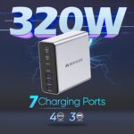 Aluminum Alloy USB C Charger GaN Fast USB C Charging Station 7 Ports 65W Laptop Charger for MacBook Pro/Air/iPad Pro/iPhone (Silver-4C3A) - Image 3