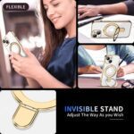 Magnetic for iPhone 15 Case with Invisible Stand[Compatible with MagSafe][Full Camera Lens Protector][Military Drop Protection] Shockproof Not Yellowing Clear Soft Slim for Women Men, Gold - Image 3