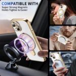 Magnetic for iPhone 15 Case with Invisible Stand[Compatible with MagSafe][Full Camera Lens Protector][Military Drop Protection] Shockproof Not Yellowing Clear Soft Slim for Women Men, Gold - Image 6