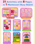 Exorany Busy Board Montessori Toys for Toddler Girl Birthday Gifts, Busy Book Sensory Learning Toys for Toddlers, Toddler Girl Airplane Car Travel Toy Educational Activities - Image 4