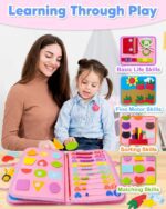 Exorany Busy Board Montessori Toys for Toddler Girl Birthday Gifts, Busy Book Sensory Learning Toys for Toddlers, Toddler Girl Airplane Car Travel Toy Educational Activities - Image 6