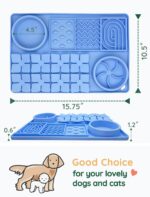 Slow Feeder Bowl for Dogs and Cats, Silicone Lick Mat & Snuffle Mat with Suction Cups - Interactive Puzzle Feeder, Slow Eating, Keep Busy and Reduce Vomiting (15.75" x 10.5" Light Blue) - Image 6