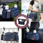 Momcozy Universal Baby Stroller Organizer, 2 Insulated Cup Holder, Detachable Zippered Pocket, Adjustable Shoulder Strap, Large capacity for baby essentials, Compact Design Fits Any Strollers - Image 5