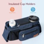 Momcozy Universal Baby Stroller Organizer, 2 Insulated Cup Holder, Detachable Zippered Pocket, Adjustable Shoulder Strap, Large capacity for baby essentials, Compact Design Fits Any Strollers - Image 7