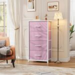 DWVO Storage Drawer with 4 Drawers - Fabric Dressers, Dresser for Bedroom, Living Room, Closets - Sturdy Steel Frame, Wooden Top & Easy Pull Fabric Bins - Image 3