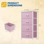 DWVO Storage Drawer with 4 Drawers - Fabric Dressers, Dresser for Bedroom, Living Room, Closets - Sturdy Steel Frame, Wooden Top & Easy Pull Fabric Bins - Image 4