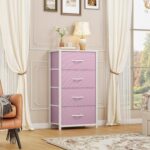 DWVO Storage Drawer with 4 Drawers - Fabric Dressers, Dresser for Bedroom, Living Room, Closets - Sturdy Steel Frame, Wooden Top & Easy Pull Fabric Bins - Image 5