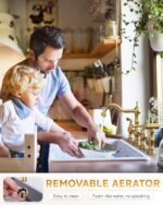 WOWOW Brass Kitchen Faucet Bridge with Side Sprayer, 4 Hole Kitchen Faucet 2 Handle 8 Inch Centerset Gold Faucet for Kitchen Sinks, Heritage Brushed Gold Kitchen Sink Faucet - Image 3