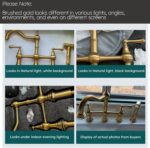 WOWOW Brass Kitchen Faucet Bridge with Side Sprayer, 4 Hole Kitchen Faucet 2 Handle 8 Inch Centerset Gold Faucet for Kitchen Sinks, Heritage Brushed Gold Kitchen Sink Faucet - Image 6