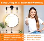 DLLT 3-Light Bathroom Light Fixtures: Black Modern Vanity Lights with 3 E26 Bulbs - Clear Glass Shade Bathroom Wall Lamp for Mirror Kitchen Living Room Hallway Cabinet Porch - Image 4